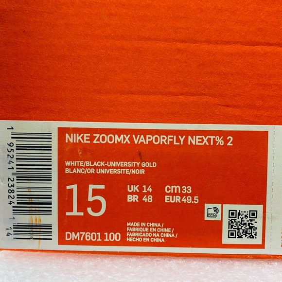 NIKE AIR ZOOM Vaporfly NEXT%2 BRS DM7601-100 White Black Gold Road Racin…